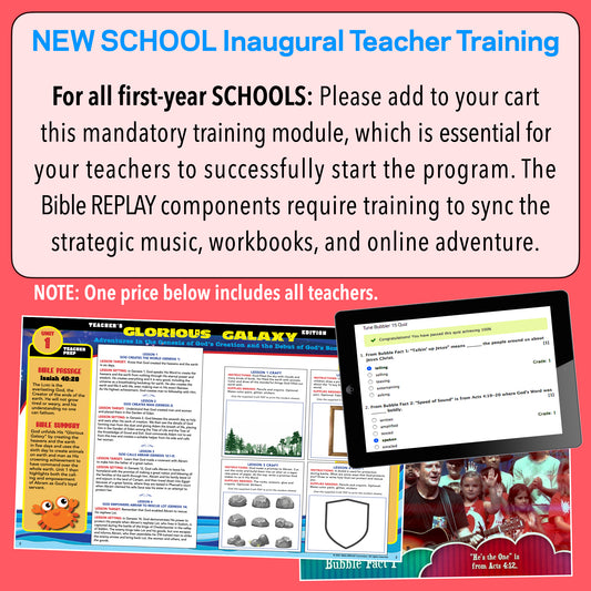13. NEW SCHOOL Inaugural Teacher Training (mandatory)
